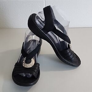 Black Sandals with Silver Detail Padded Sueded Insole Rubber Sole
